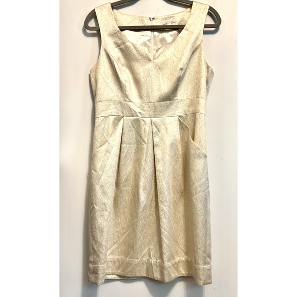 Shoshanna Metallic Gold 1960’s Vintage Dress Sleeveless Empire Waist - 10 - Picture 1 of 11